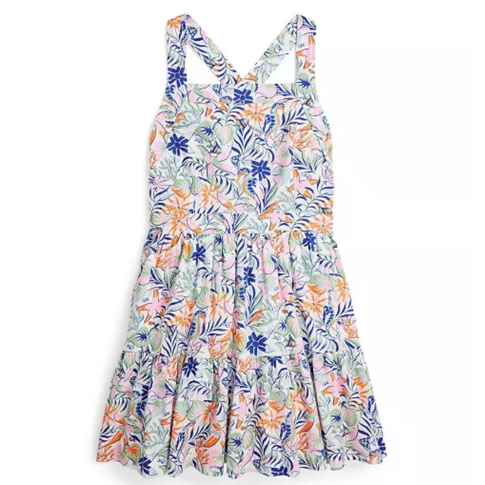 Polo by Ralph Lauren Tropical Print Seahorse Linen Blend Dress Size 8